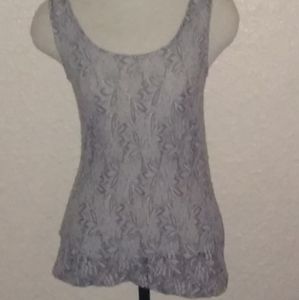 Romy Sheer Grey Lace Small Flattering Top w/detail